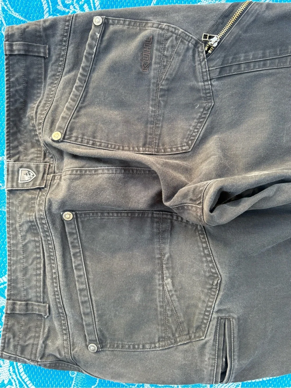 KUHL The Law Pants 36x30 Mens Heavyweight Canvas Double Knee Work Grey